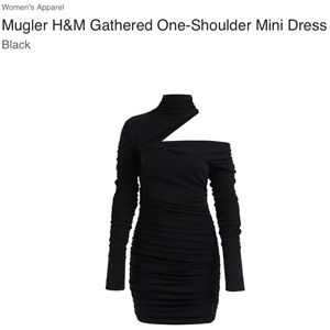 Mugler Gathered One-Shoulder Mini Dress Black XS